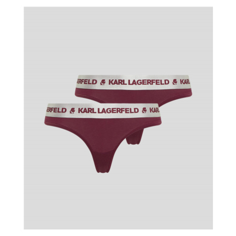 Spodní prádlo karl lagerfeld metallic logo thong 2-pack červená