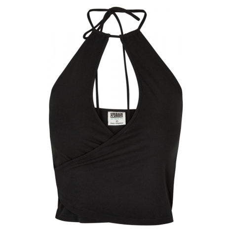 Ladies Short Wraped Neckholder Top - black Urban Classics