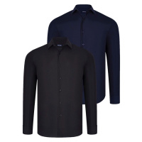 DUAL SET G726 DEWBERRY MENS SHIRT-BLACK-NAVY BLUE