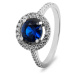 Brilio Silver Luxusní stříbrný prsten s modrým zirkonem RI031W