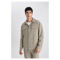 DEFACTO Relax Fit Shirt Collar Pleated Snap Fastener Pocket Shirt Jacket