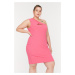 Trendyol Curve Pink Cutout Detailed Knitted Dress