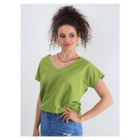 Bavlněné tričko s výstřihem do V, světle zelené