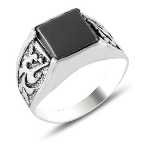 OLIVIE Pánský stříbrný prsten HEMATIT 5698