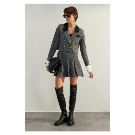 Trendyol Gray Premium Quality Pleated Mini Woven Skirt