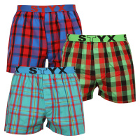 3PACK pánské trenky Styx sportovní guma vícebarevné (B9373839)