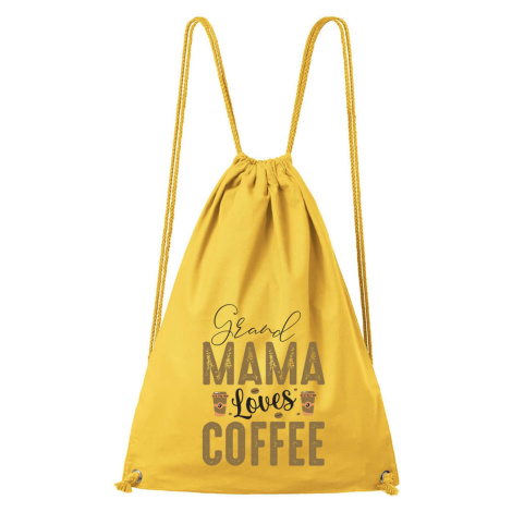 DOBRÝ TRIKO Bavlněný batoh Grand Mama loves COFFEE Barva: Žlutá