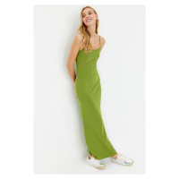 Trendyol Green Fitted Strappy Flexible Knitted Maxi Pencil Dress