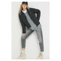 Péřová bunda Tommy Jeans dámská, černá barva, přechodná