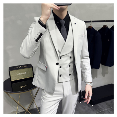 Luxusní 3 dílný oblek sako, kalhoty a dvouřadá vesta JFC FASHION