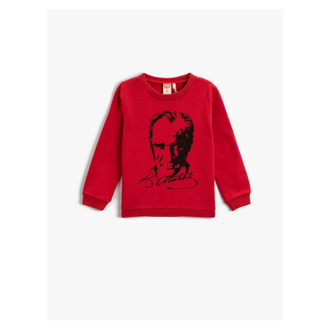 Koton Ataturk Printed Sweatshirt, Crew Neck