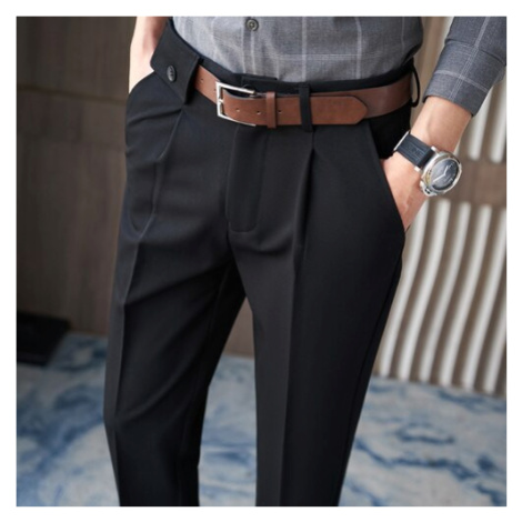 Luxusní kotníkové kalhoty se širokým poutkem na knoflík JFC FASHION