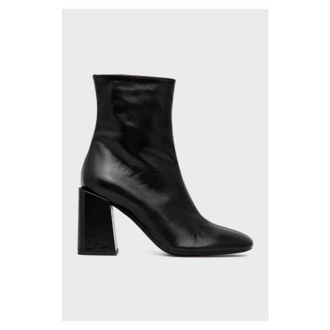 Kožené kotníkové boty Furla Block Boot dámské, černá barva, na podpatku, YD33FBK W36000 O6000