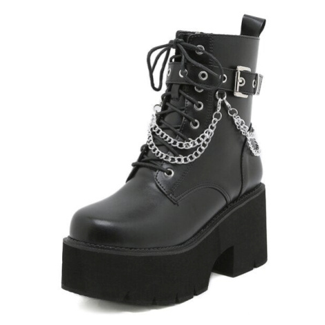 Motorkářské punk boty s chunky platformou a řetízky GoodDayGirl