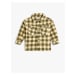 Koton Plaid Plush Shirt Coat With Pocket