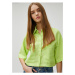 Koton Standard Shirt Collar Solid Green Women's Shirt 3sal60006iw
