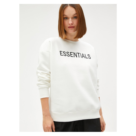 Koton Embroidered Text Sweatshirt Thick Cotton