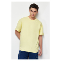 Trendyol Yellow Oversize/Wide-Fit Basic 100% Cotton T-Shirt