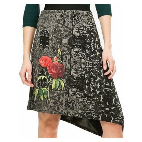 Černá sukně s růží Desigual