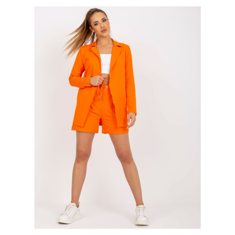 Základní oranžová mikinová bunda bez zapínání Fashionhunters