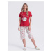 Bílo-červené dámské vzorované pyžamo Edoti