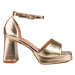 Klasické dámské sandály zlaté na širokém podpatku