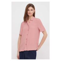 Košile Tommy Hilfiger dámská, růžová barva, regular, s klasickým límcem