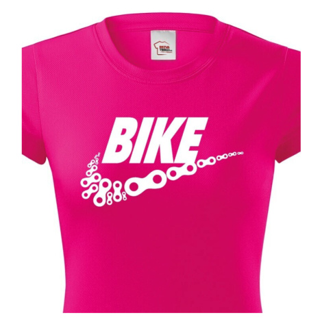 Dámské tričko pro cyklisty BIKE - vtipná parodie známé značky BezvaTriko