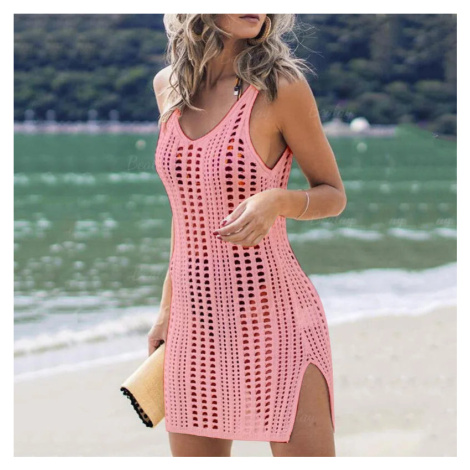 Letní ažurové šaty s bočními rozparky