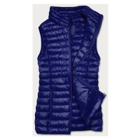 Tmavě modrá krátká dámská prošívaná vesta (5M702-215)