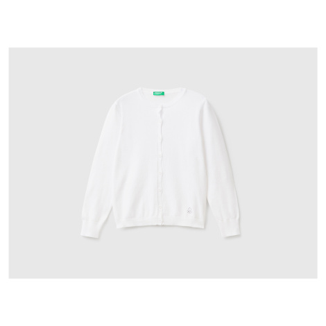 Benetton, Crew Neck Cardigan In Cotton Blend United Colors of Benetton