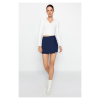 Trendyol Navy Blue Lace-Up and Eyelet Detail Woven Shorts Skirt