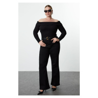 Trendyol Curve Black Foam Knit Plus Size Blouse