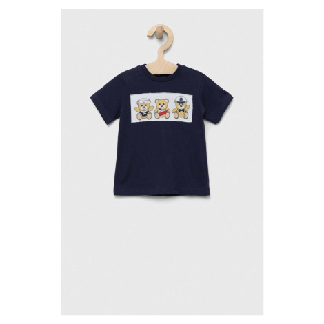 Bavlněné dětské tričko Birba&Trybeyond tmavomodrá barva, s aplikací