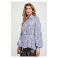 Košile Bruuns Bazaar dámská, fialová barva, regular, se stojáčkem