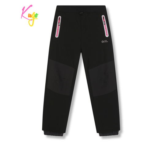 Dívčí softshellové kalhoty, zateplené KUGO HK5629, černá / růžové zipy Barva: Černá