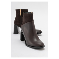 LuviShoes ROPA Women's Brown Heeled Boots