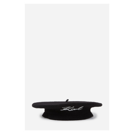 Klobouk karl lagerfeld k/signature wool beret black