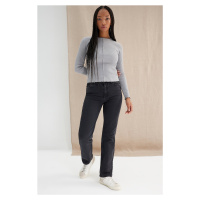 Trendyol Gray Melange More Sustainable Ribbed Fitted/Sliding Seam Stretchy Knitted Blouse