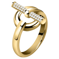Morellato Elegantní pozlacený prsten z oceli s krystaly Abbraccio SAUC09