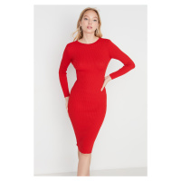 Trendyol Červená záda Detailní svetr Večerní šaty