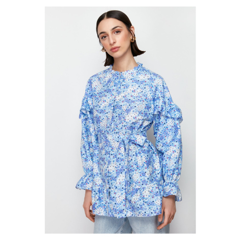 Trendyol Light Blue Floral Woven Tunic