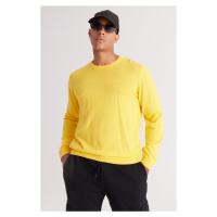 AC&Co / Altınyıldız Classics Men's Yellow Standard Fit Normal Cut Crew Neck Sweater.