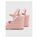Světle růžové dámské sandály na klínku s koženými detaily Tommy Hilfiger