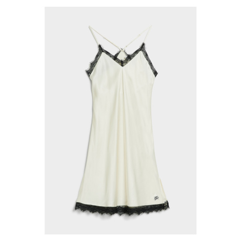 Pyžamo karl lagerfeld lace trim satin negligee bílá