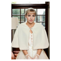 61601 Dewberry Long Brooch Bridal Bolero Shawl-WHITE