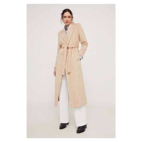 Kabát Answear Lab dámský, béžová barva, přechodný, bez zapínání