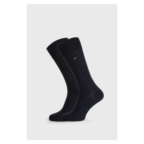 2 PACK modrých ponožek Small stripes 47-49 Tommy Hilfiger