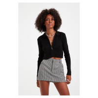 Trendyol Black Crop Zipper Knitwear Cardigan