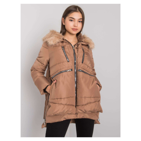 Dámská velbloudí zimní bunda s kapucí Fashionhunters